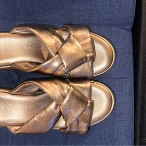 Donna Karan Brown Platform Shoes with Crisscross Straps